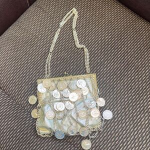 Vintage 60's Walborg Silver Coin Chain Lame Handbag Purse HTF MCM